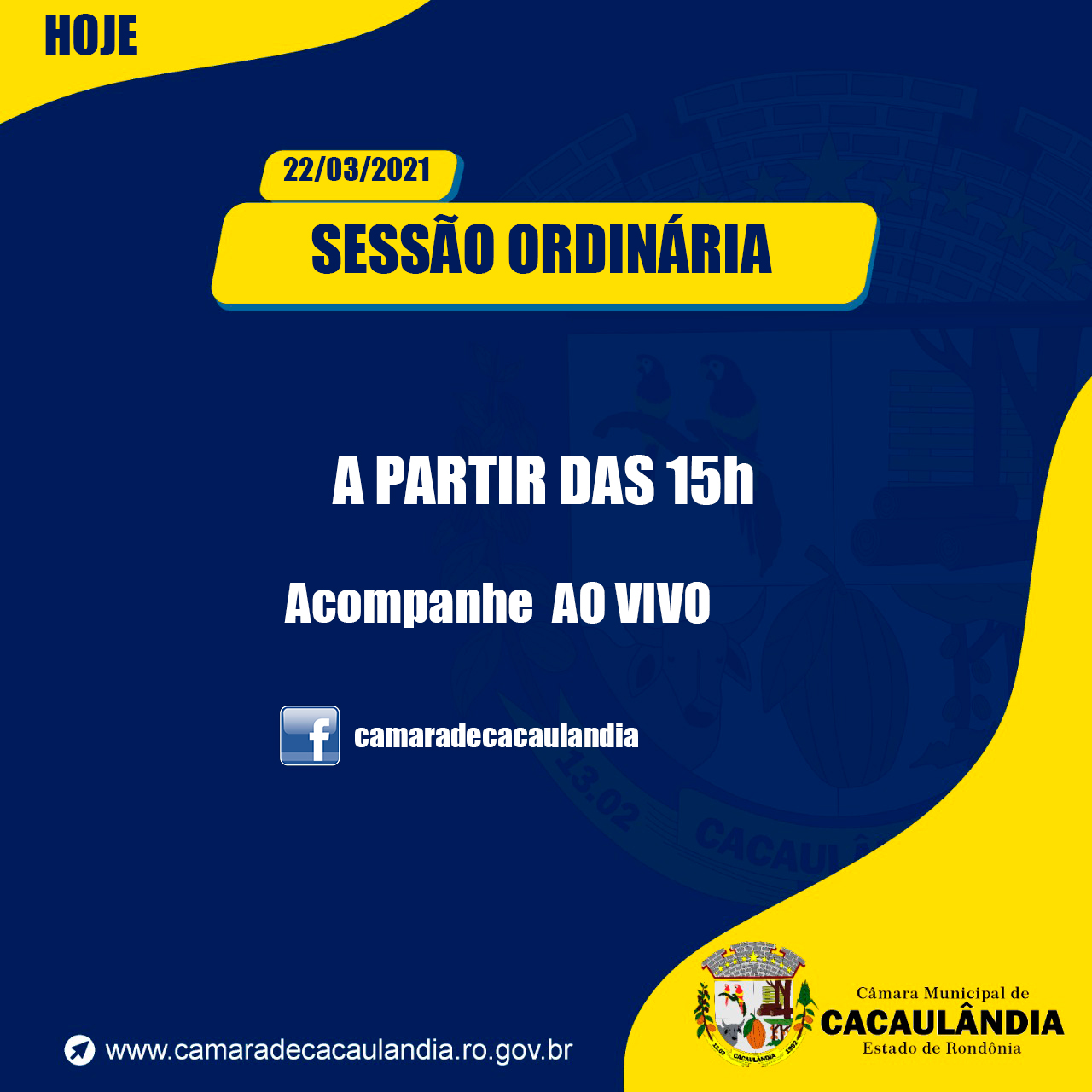 Câmara de Cacaulândia muda horário da sessão desta segunda-feira devido ao decreto municipal