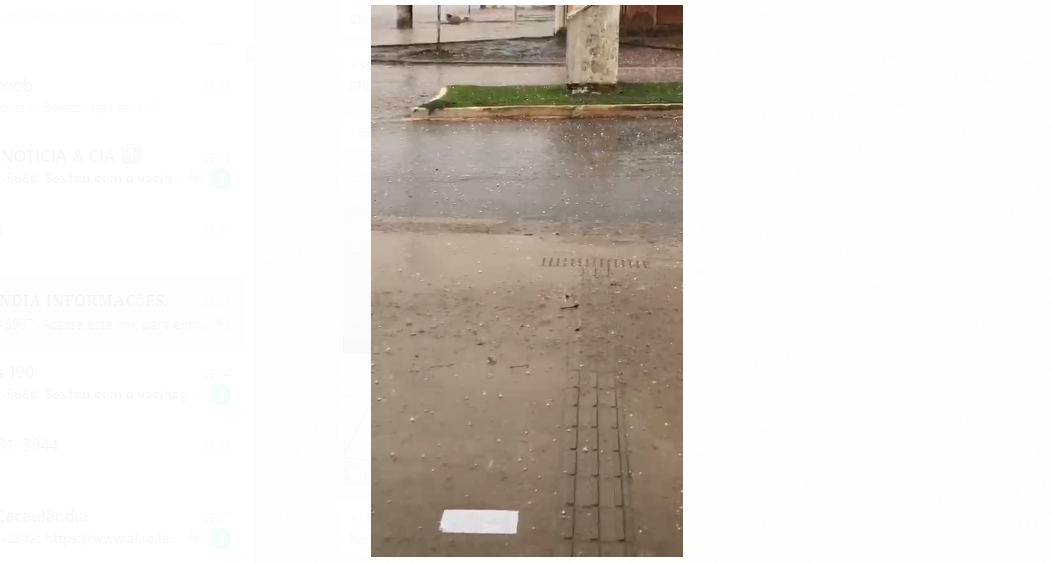 Chuva forte com granizo atinge Cacaulândia