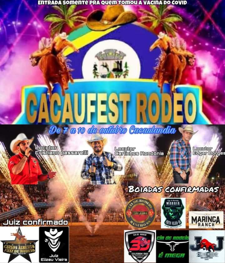 A EMOÇÃO ESTÁ DE VOLTA: Cacaulândia será palco da 2ª edição do Cacau Fest Rodeo