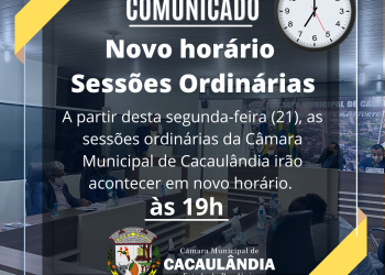 Câmara de Cacaulândia altera horário das sessões ordinárias