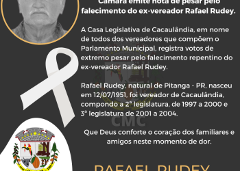 Nota de Pesar pelo falecimento do agropecuarista e ex-vereador Rafael Rudey